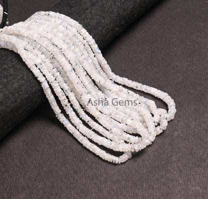 Natural Moss Rainbow Moonstone Smooth Heishi Tyre Beads, Flashy White Rainbow Handmade Wheel Uneven Gemstone Rainbow Moonstone Beads Jewelry