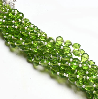 Beautiful Peridot Hydro Faceted Coin Shape Gemstone Beads,6 mm AAA Quality Green Peridot Hydro Coin Straight Drill Bead Jewelry Making Craft