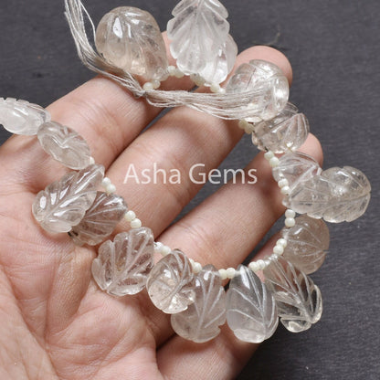 Beautiful White Rutile Carved Pears Shape Beads,9" Strand, Natural Rutile Carved Teardrop Beads,Rutile Carve Beads Handmade Jewelry Making