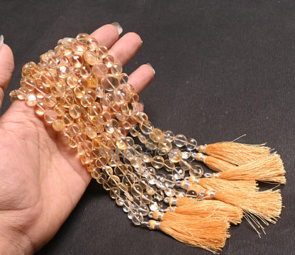 Beautiful Citrine Quartz Smooth Coin Shape Handmade Beads, Natural Light Yellow Citrine Plain Coin Gemstone Loose Citrine Bead Jewelry Craft