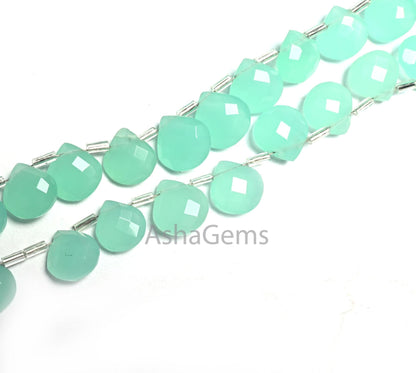 AAA Sea Green Hydro Quartz faceted Heart Shape Beads,8" Light Sea Green Hydro Checker Cut Heart Briolette Side Drill Bead Jewelry Craft SALE (AG 18596)