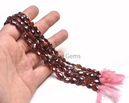 Red Garnet Faceted Oval Shape Gemstone Beads, Fine Quality Natural Garnet Indian Hand Cut Oval Briolette Straight Drill Garnet Beads Crafts