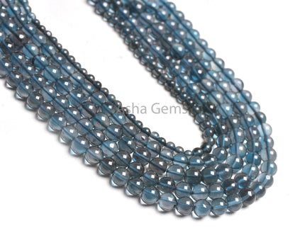 Genuine London Blue Topaz Smooth Round Shape Gemstone Beads,10"Strand Blue Topaz Bead, AAA London Blue Topaz Round Ball Beads Jewelry making