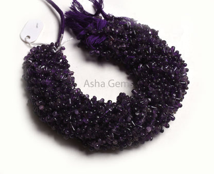 Purple Amethyst Smooth Uneven Drop Shape Beads,13"Strand Natural Amethyst Beads,3.5-7.5mm African Amethyst Plain Handmade Teardrop Bead SALE