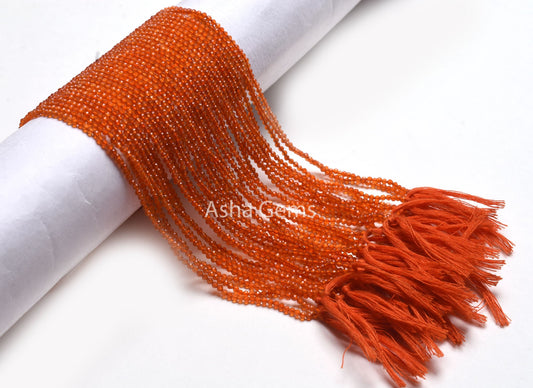 2.25 mm Top Quality Carnelian Faceted Rondelle Beads, Natural Orange Carnelian Machine Cut Beads, Carnelian Bead Micro Cut Gemstone Jewelry