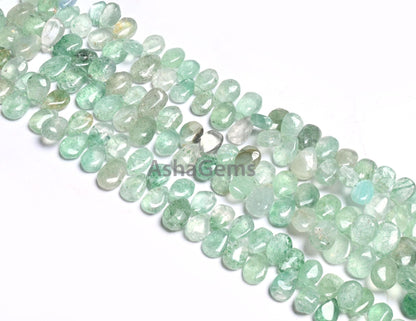 Beautiful Shaded Green Strawberry Pears Shape Handmade Beads, Natural Strawberry Quartz Smooth Side Drill Teardrop Beads Jewelry Crafts SALE
