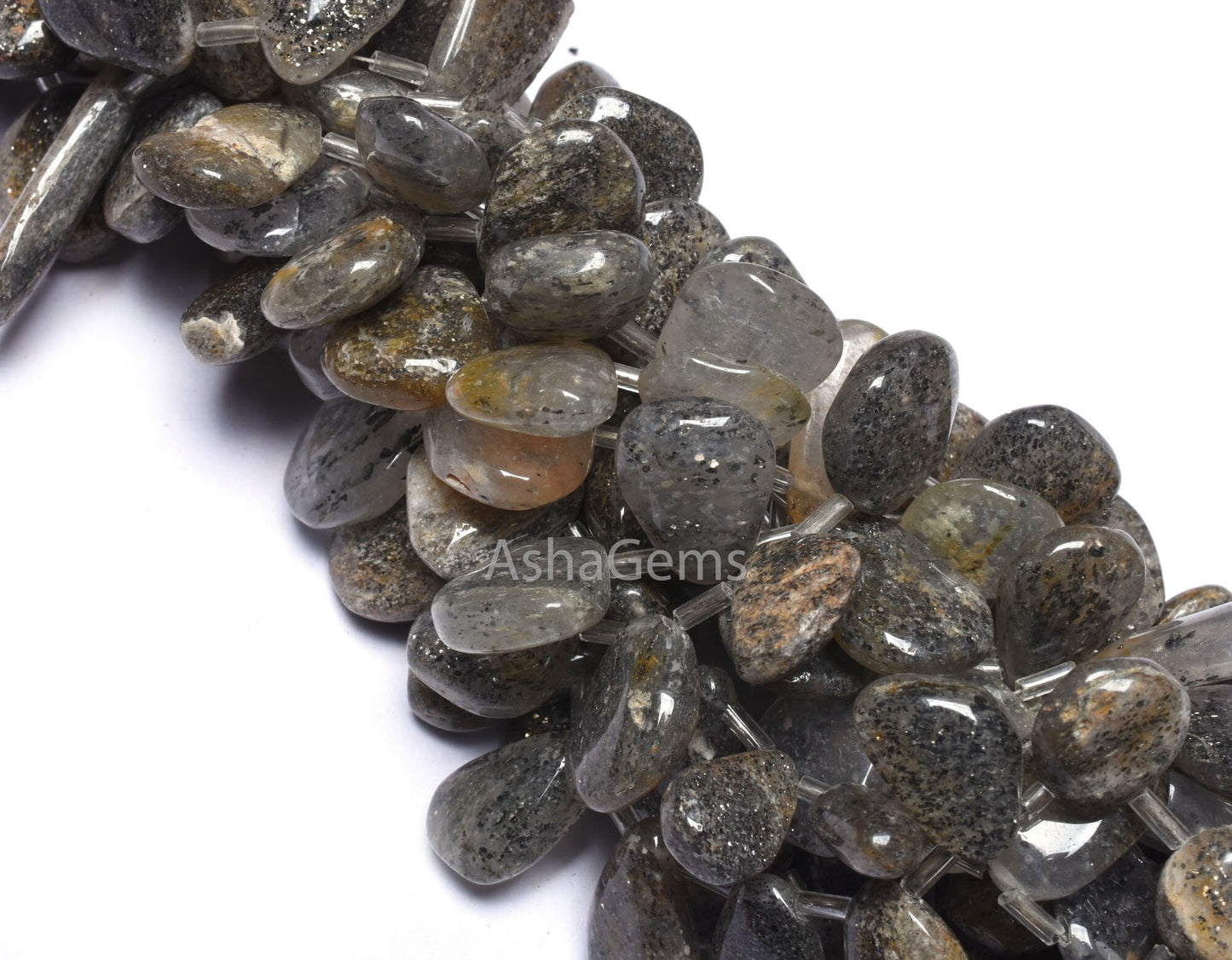 15" Strand Sunstone Smooth Nugget Side Drill Beads, Natural Black Sunstone Uneven Tumble Polish Gemstone Beads, Sunstone Bead Jewelry Making
