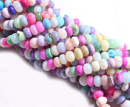 Fine Quality Mix Color Opal Smooth Rondelle Gemstone Loose Beads,16"Disco Opal Plain Handmade Beads, Multi Opal Bead Jewelry handicraft SALE