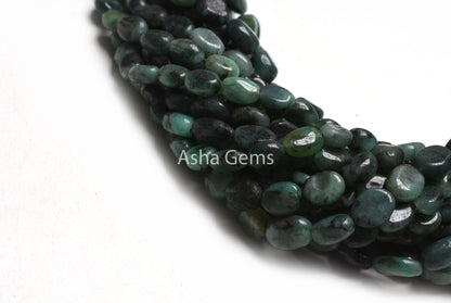 Natural Sakota Green Emerald Smooth Oval Beads,13" Emerald Plain Uneven Oval Straight Drill Gemstone Emerald Beads Jewelry Making Handicraft