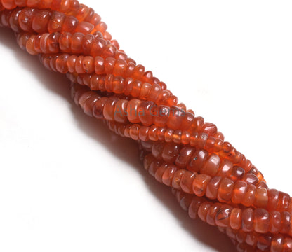 Beautiful Carnelian Smooth Gemstone Beads,12" Red Orange Carnelian Plain Handmade Flat Rondelle Uneven Beads Carnelian Jewelry Making Crafts