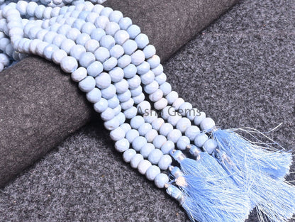 Fine Blue Oregon Opal Faceted Rondelle Gemstone Beads,8" Strand Light Blue Opal Indian Machine Cut Beads, Opal Beads Jewelry Handicraft SALE
