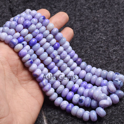Shaded Blue Opal Smooth Rondelle Shape Beads, Beautiful Blue Opal Plain Gemstone Beads,8-11 mm Handmade Opal Bead Jewelry Making Sale