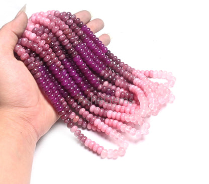 8 mm Multi Pink Jade Quartz Smooth Rondelle Gemstone Loose Beads,16" Shaded  Bubblegum Pink Quartz Polish Beads Jewelry Necklace Crafts SALE