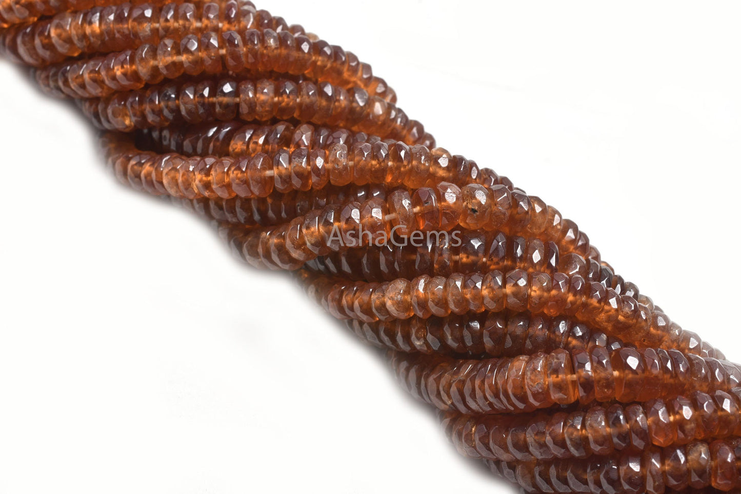 Natural Hessonite Garnet Faceted Heishi Tyre Beads,16" Hessonite Beads, Brown Hessonite Flat Wheel Shape Gemstone Bead Jewelry Making Crafts