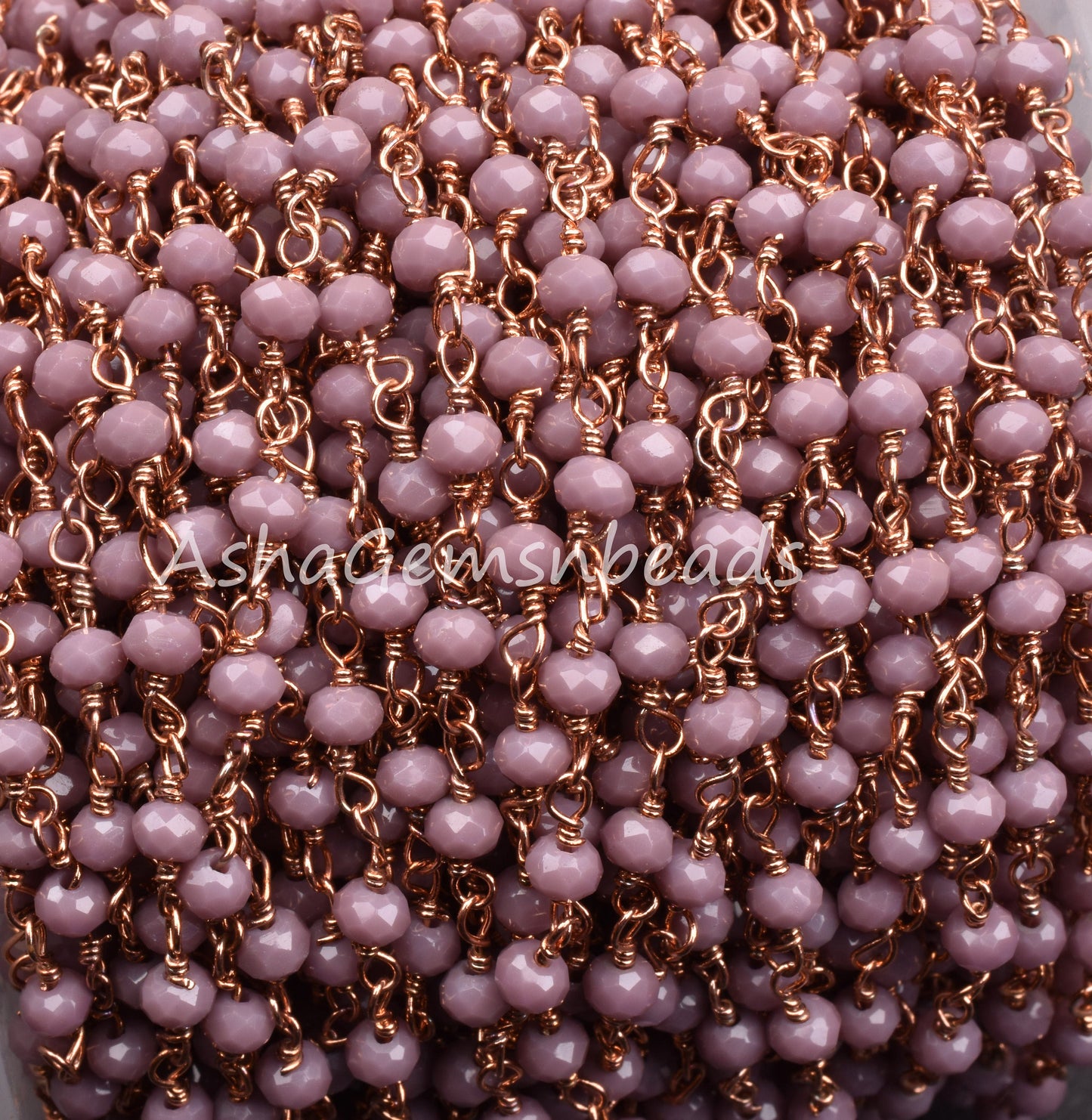 3,5,10 Feet Lavender Hydro Faceted Rondelle Beaded Rosary Chain RoseGold Plated Wire Jewelry Making Finding Wire Wrapped Chain 3-3.5mm Chain