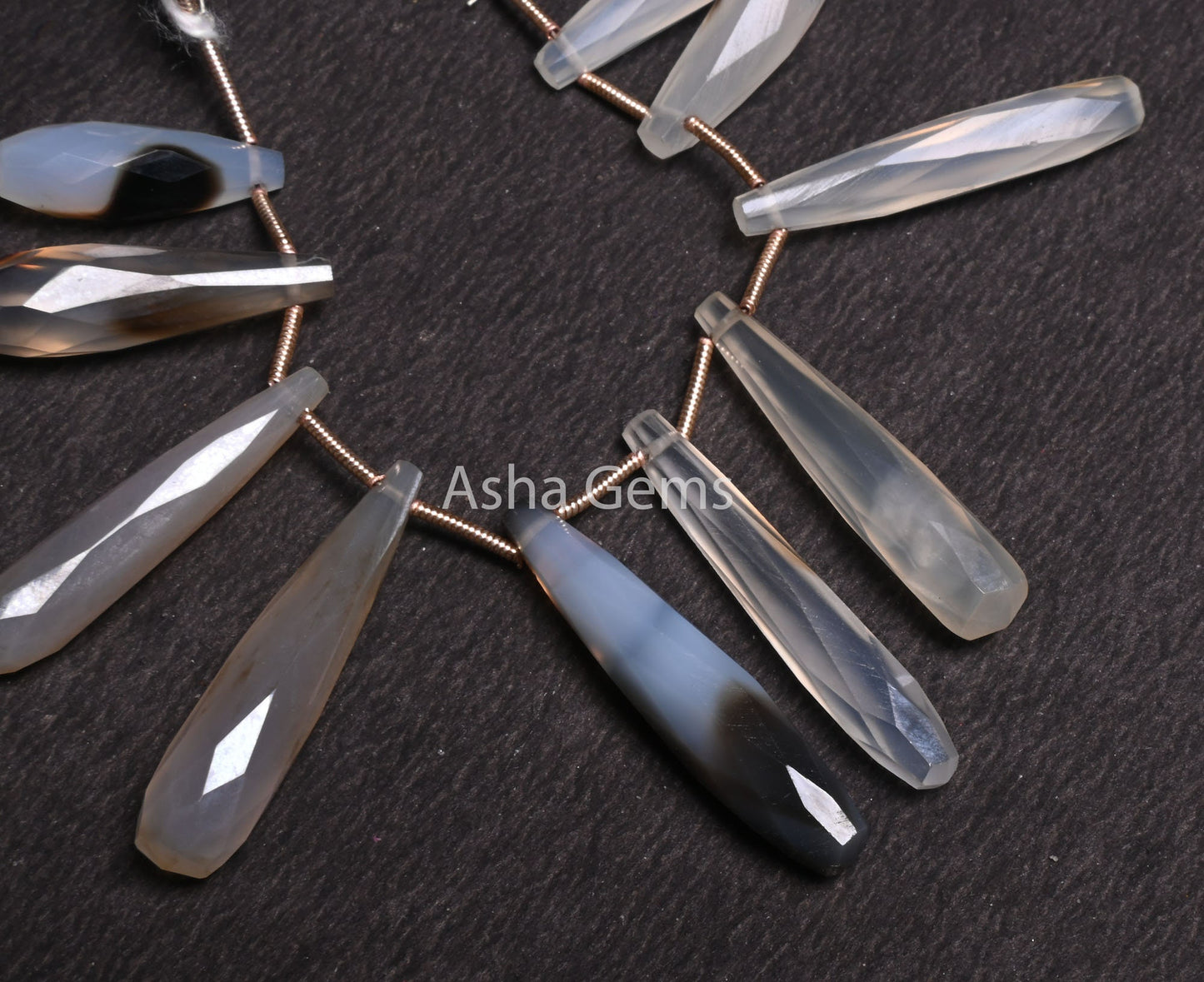 Bio Chalcedony Fancy Long Drop Faceted Gemstone Beads, Shaded White Brown Bio Chalcedony Pencil Teardrop Gemstone Beads Jewelry Making Craft