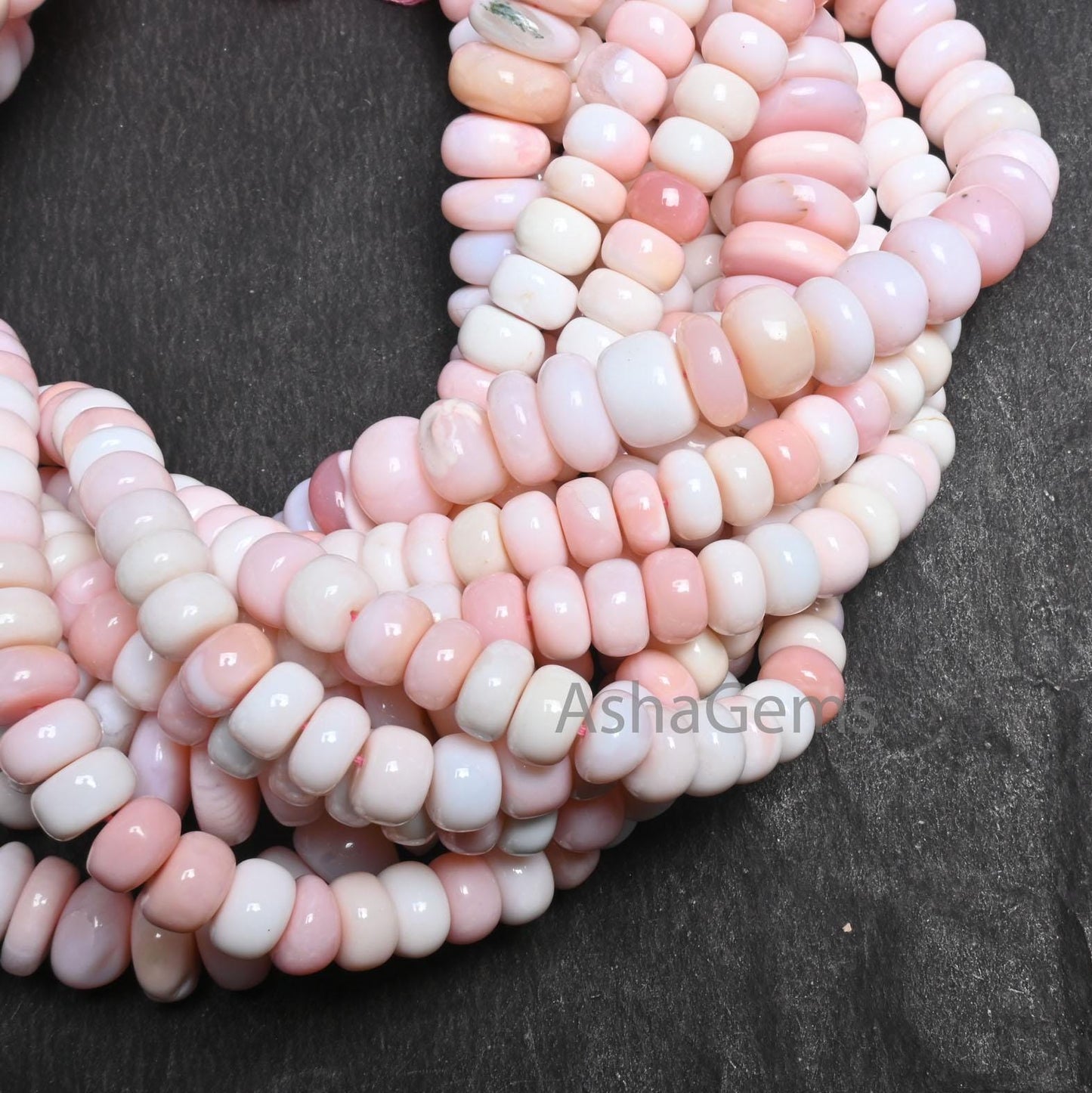 Amazing Pink Opal Smooth Rondelle Shape Beads,8,8.5 mm Shaded Light Pink Opal Plain Handmade Gemstone Opal Loose Bead Necklace Jewelry Craft(AG 12325)