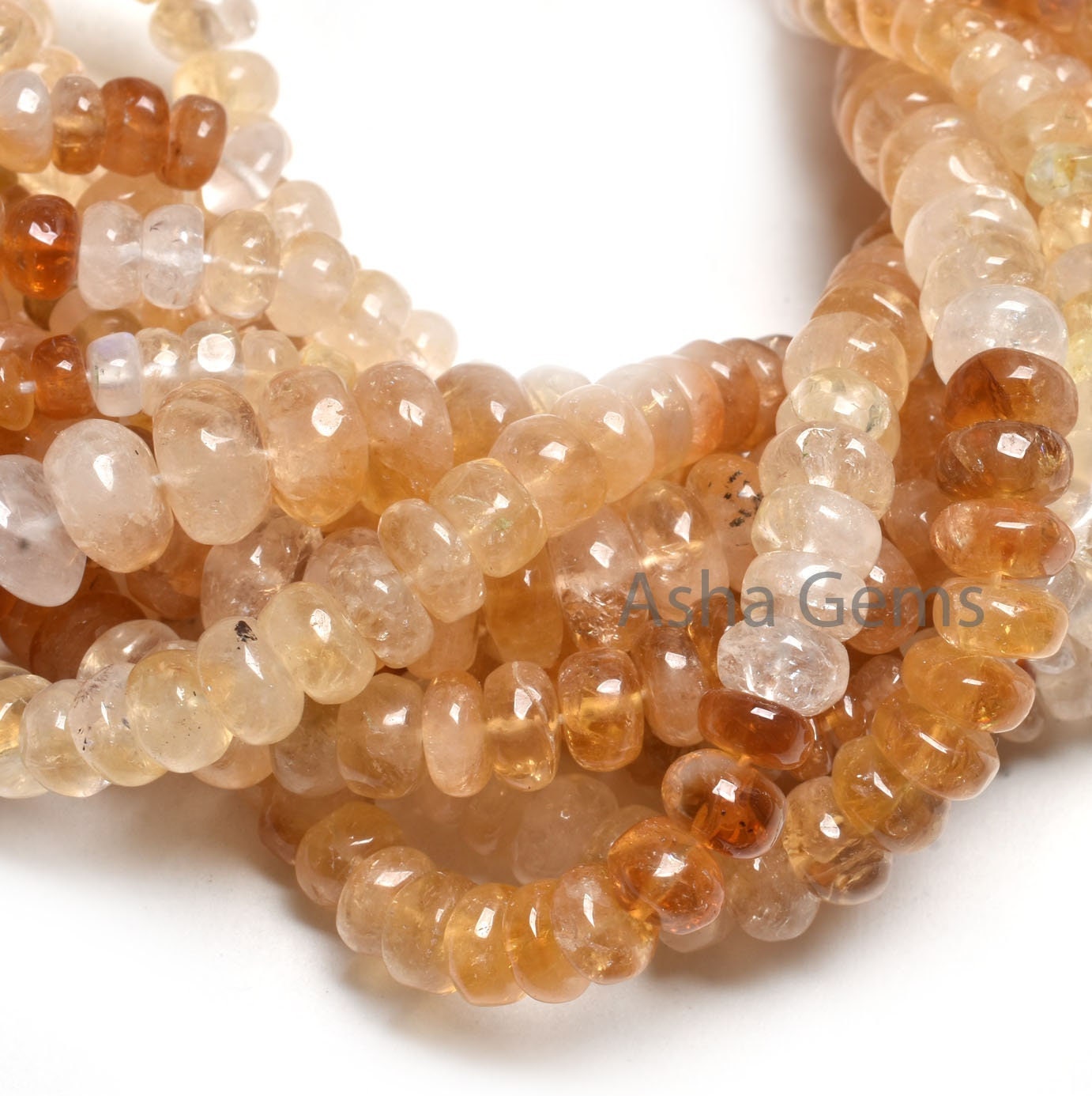 Beautiful Citrine Smooth Rondelle Gemstone Beads,16" Shaded Yellow Citrine Plain Handmade Roundelle Beads, Natural Citrine Quartz Beads SALE