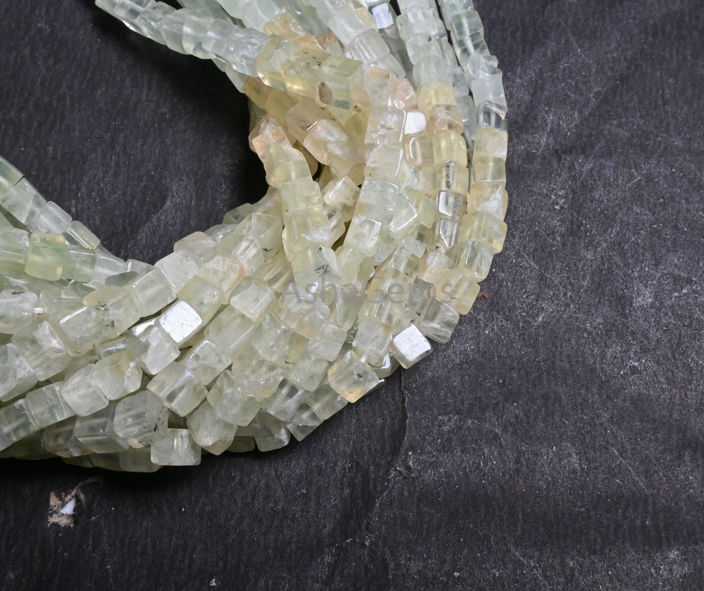 Natural Prehnite Smooth cube Box Shape handmade Tiny Beads, Beautiful Shaded Green Prehnite 3D cube Box Gemstone Bead For Jewelry Craft SALE