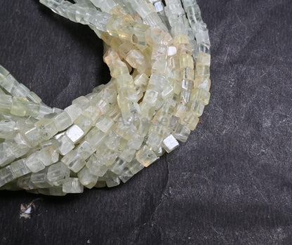 Natural Prehnite Smooth cube Box Shape handmade Tiny Beads, Beautiful Shaded Green Prehnite 3D cube Box Gemstone Bead For Jewelry Craft SALE