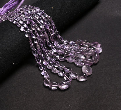 AAA Quality Pink Amethyst Smooth Nugget Gemstone Loose Bead, Natural Amethyst Tumble Handmade Straight Drill Amethyst Bead Necklace Jewelry