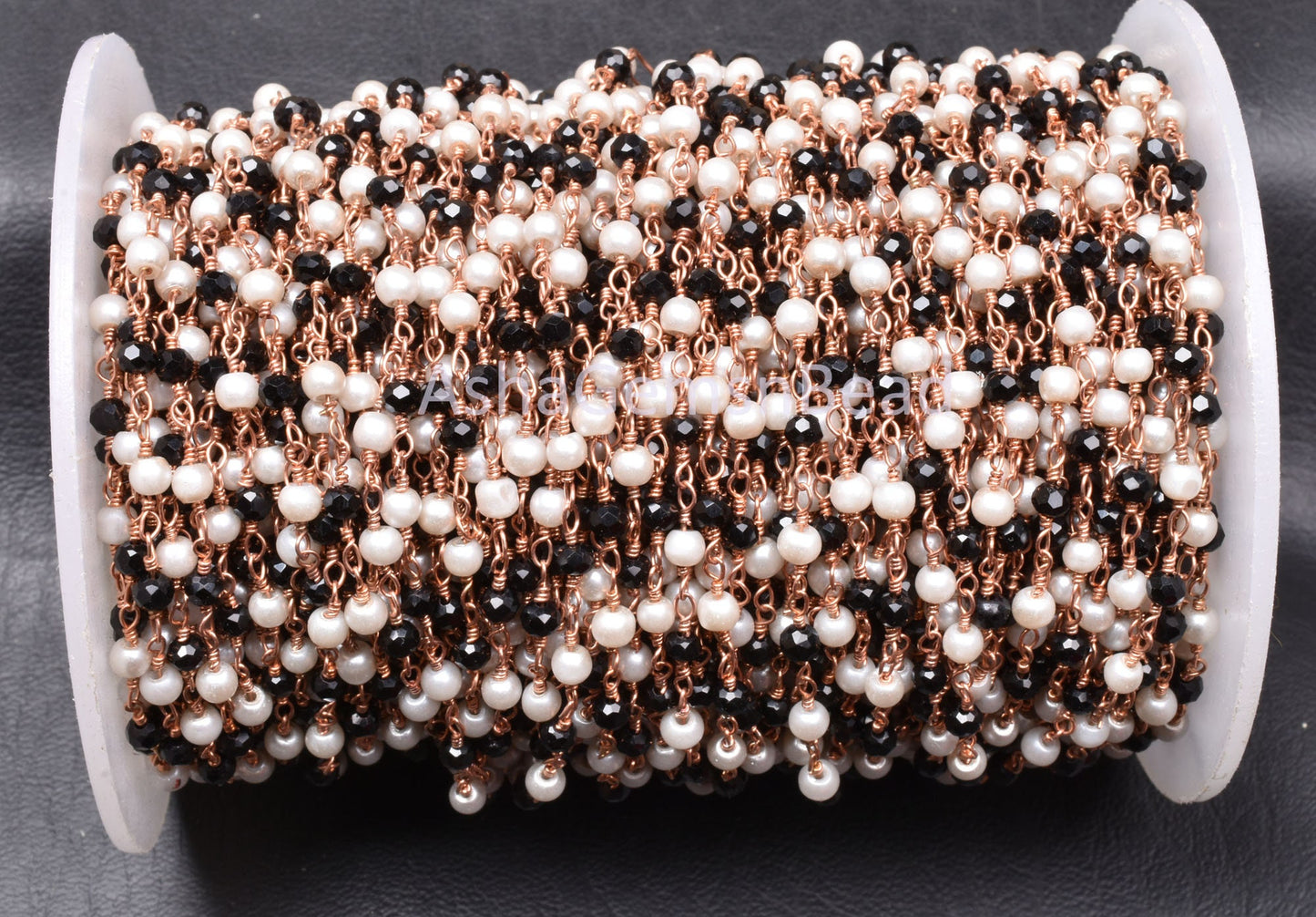 AAA Black Spinel Hydro Pearl Beads Rosary Chain By Feet, Copper Plated Wire Bulk Roll Bead Handmade Chain Rose Gold Wire Jewelry Craft SALE