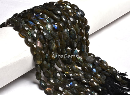 10" Strand labradorite Oval Beads, Multi Flash Labradorite Faceted Oval Briolette bead, Black Rainbow Beads Labradorite For Jewelry Making