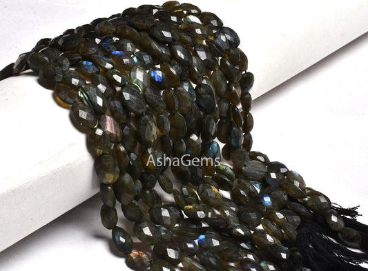 10" Strand labradorite Oval Beads, Multi Flash Labradorite Faceted Oval Briolette bead, Black Rainbow Beads Labradorite For Jewelry Making