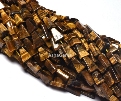Beautiful Tiger Eye Smooth Fancy Shape Gemstone Beads,13", Tiger Eye Handmade Triangle Shape Beads Indian, Tiger Eye Beads For Jewelry Craft