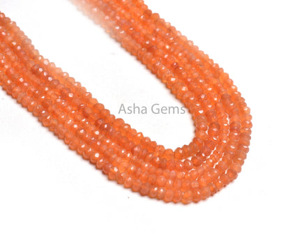 AAA Natural Carnelian Machine Cut Faceted Rondelle Beads,13" Strand Orange Carnelian Indian Cut Beads, Carnelian Beads Jewelry Supply Crafts