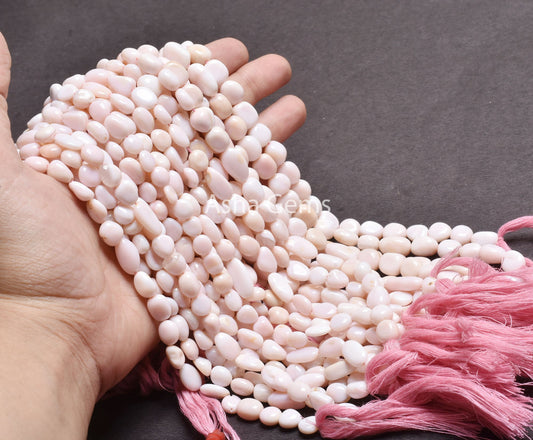 Pink Opal Smooth Nugget Shape Gemstone Beads,13" Light Baby  Pink Opal plain Tumble Handmade Beads, Pink Opal Bead Jewelry Making Craft SALE (AG 22242)