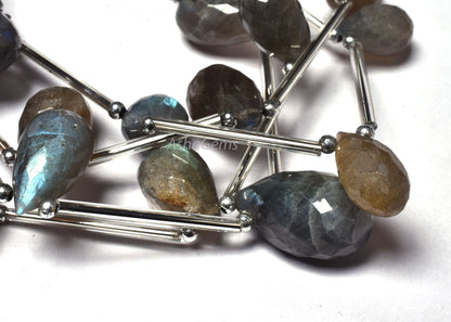 Natural Fire labradorite Faceted Drops shape Beads, black Rainbow Teardrop Briolette Beads, Flashy Labradorite Drop Shape Beads For Jewelry