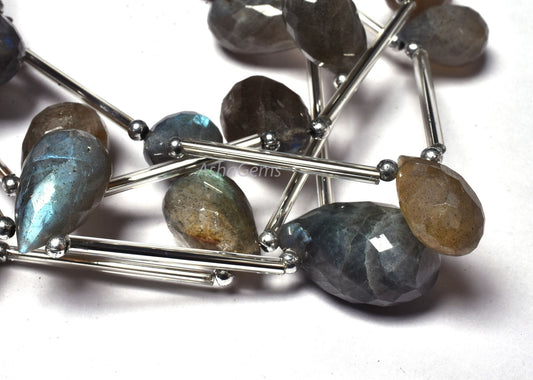Natural Fire labradorite Faceted Drops shape Beads, black Rainbow Teardrop Briolette Beads, Flashy Labradorite Drop Shape Beads For Jewelry