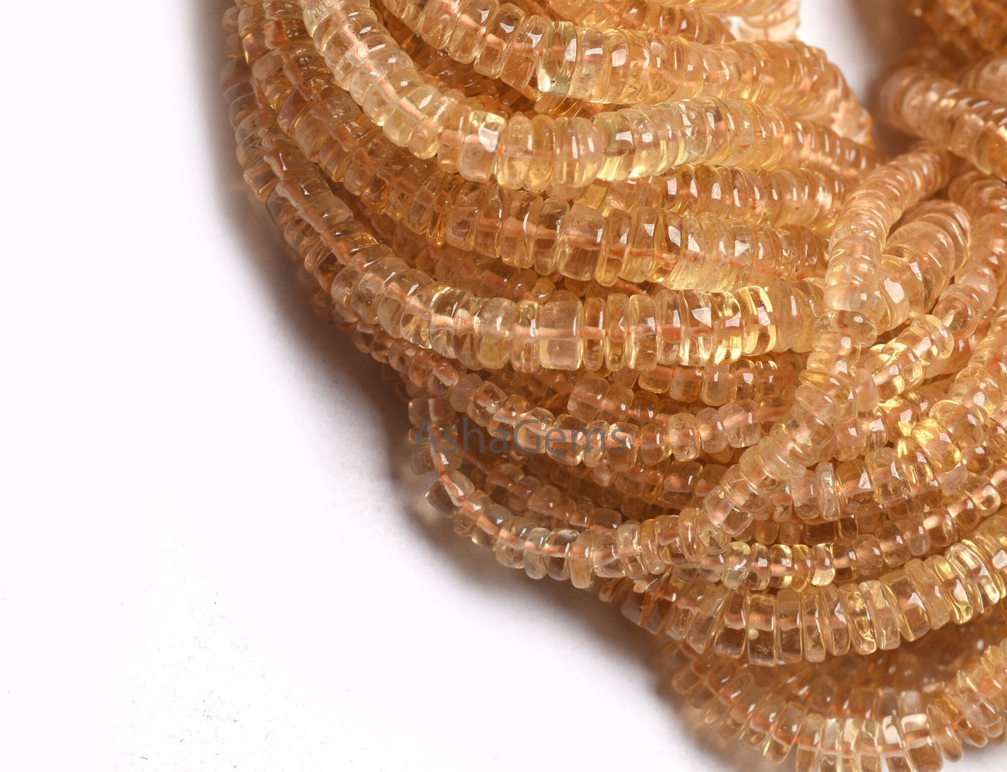 Fine Quality Yellow Citrine Smooth Tyre Beads,8/ 16" Strand Natural Citrine Plain Handmade Hishi Tyre Gemstone Beads, Citrine Beads Jewelry