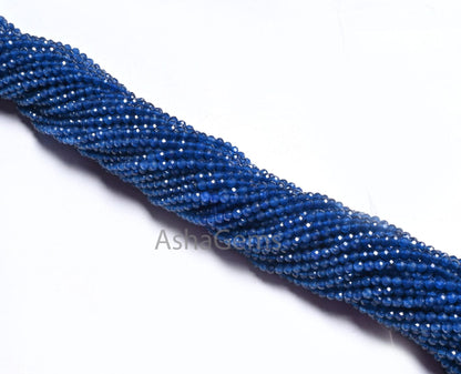 Amazing Blue Chalcedony Quartz Micro Cut Rondelle Gemstone Tiny Beads, 2.5 mm Top Quality Neon Blue Quartz Beads Necklace Jewelry Craft SALE