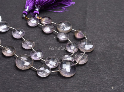 Natural Pink Amethyst faceted Coin Shape Beads,7"Amethyst Coin Beads, Fine Quality Pink amethyst Coin Briolette Gemstone Bead Jewelry Making
