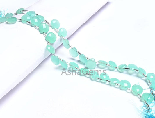 AAA Sea Green Hydro Quartz faceted Heart Shape Beads,8" Light Sea Green Hydro Checker Cut Heart Briolette Side Drill Bead Jewelry Craft SALE (AG 18596)
