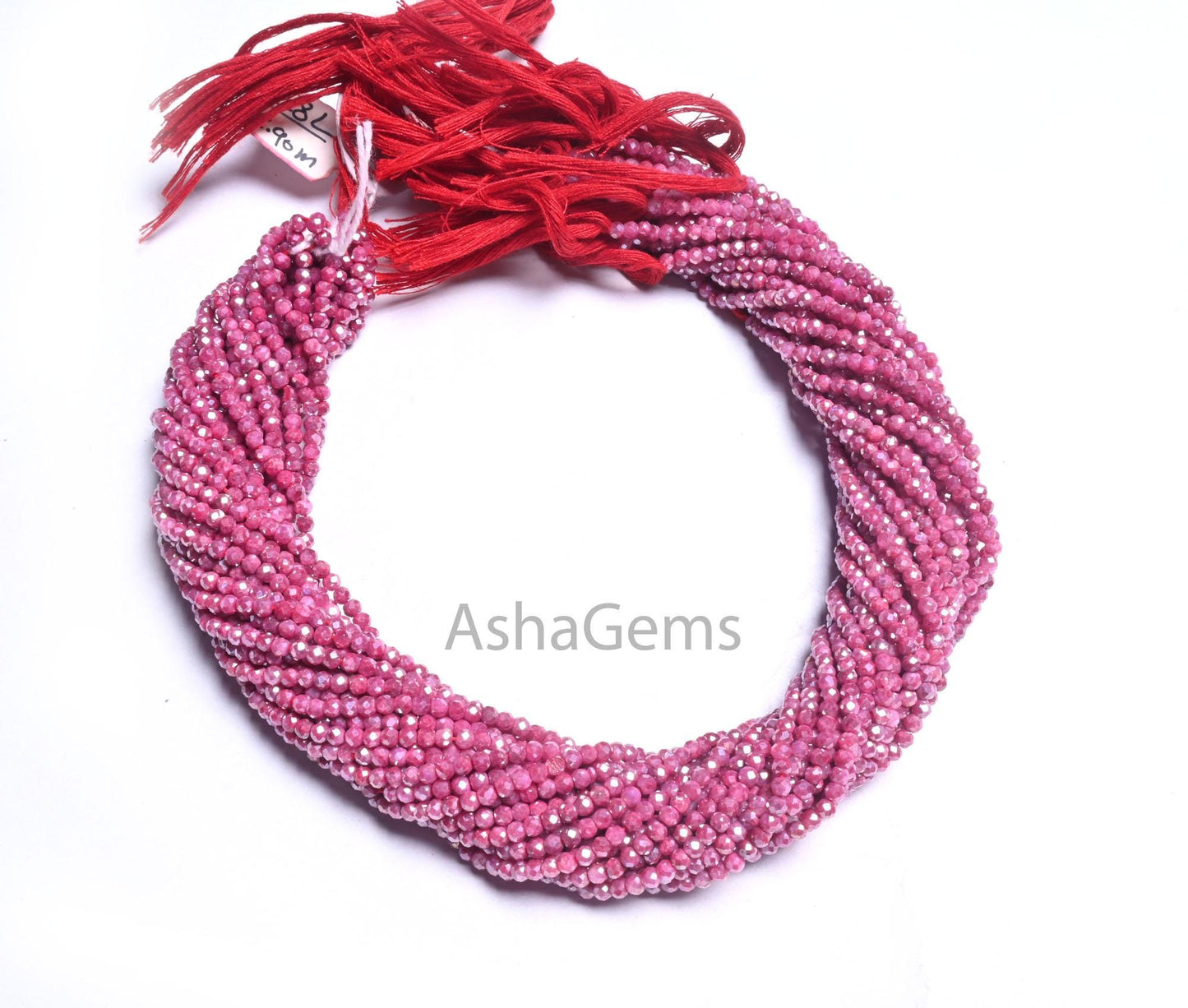 AAA Moonstone Pink Coated Micro Faceted Beads, 2.8-3 mm Natural Moonstone Pink Coated Machine Cut Rondelle Moonstone Gemstone Beads Jewelry