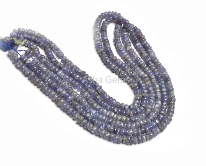 4.5-5 mm Tanzanite Plain Handmade Gemstone Beads,17" Strand Natural Blue Tanzanite Smooth Rondelle Shape Beads, Tanzanite Beads Jewelry SALE