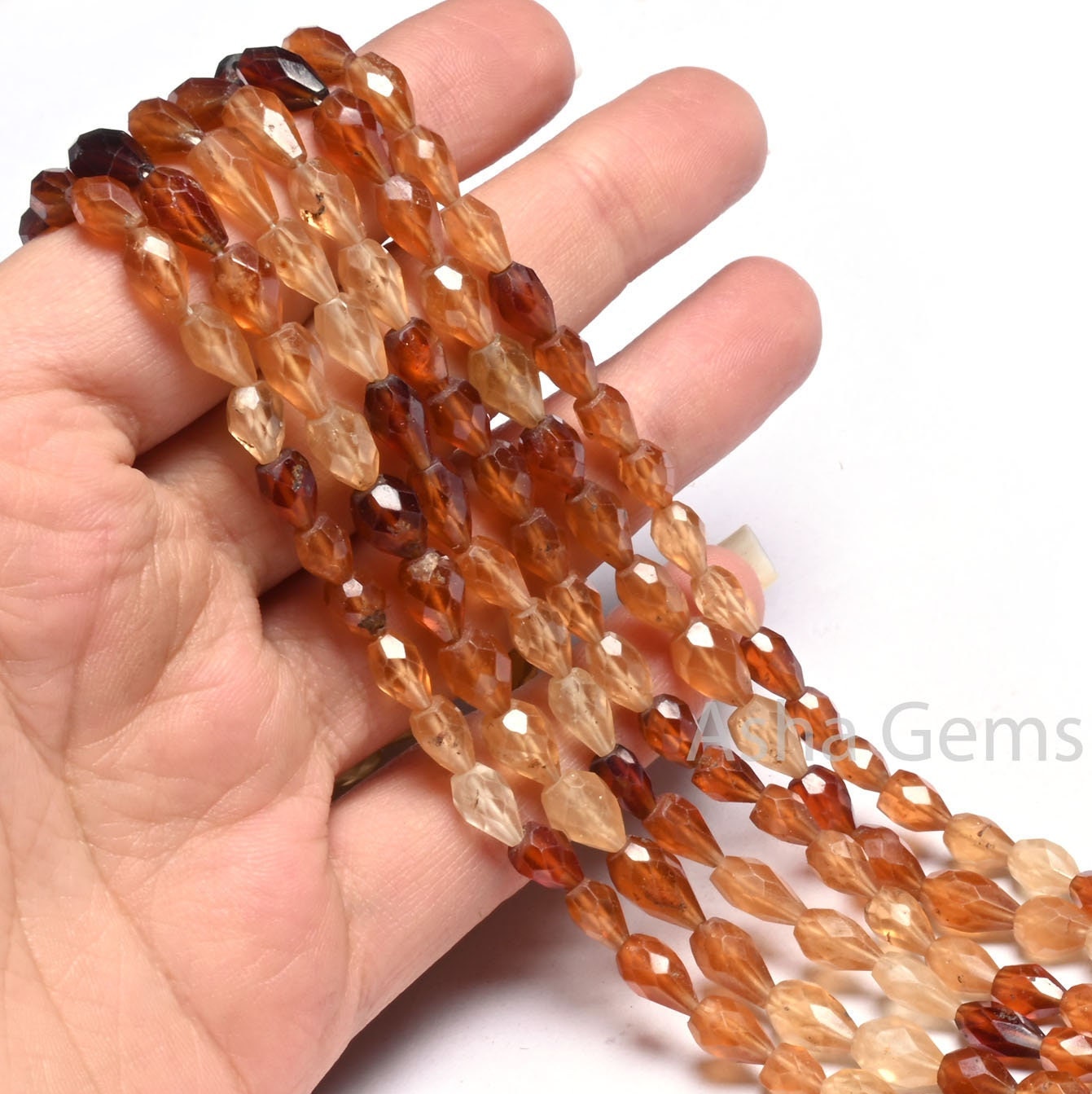 Beautiful Hessonite Garnet Faceted Drops Beads, Natural Hessonite Shaded Teardrop Straight Drill Gemstone garnet Beads Jewelry Makings Craft (AG 18491)