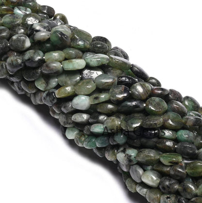 13" Natural Emerald Smooth Oval Uneven shape Handmade Beads, Shaded Green- Black Sakota Emerald Plain Oval Gemstone Beads Jewelry Craft SALE