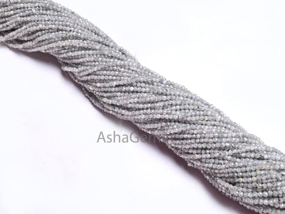 Genuine Grey Zircon Faceted Rondelle Beads,2 mm Natural Zircon Machine Cut Gemstone Tiny Beads, Real Zircon Micro cut Beads Necklace Jewelry