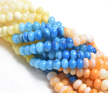 AAA Multi Color Shaded Opal Smooth Rondelle Beads, Rainbow Opal Beads, Disco Opal Plain Handmade Gemstone Loose Bead Jewelry Handicraft SALE