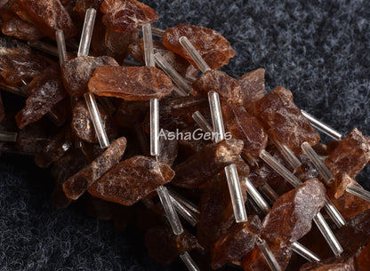 Beautiful Brown Hessonite Uneven Shape Rough Unpolish Beads, Natural Hessonite Garnet raw Long Stick Gemstone Beads Mineral, Healing Crystal