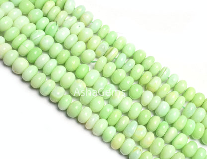 Beautiful Green Parrot Opal Smooth Rondelle gemstone Beads,16"Strand,8,10 mm Shaded Green Opal Plain handmade Beads Opal Bead Jewelry Crafts