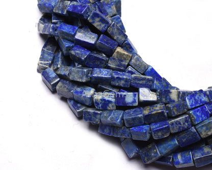Lapis Lazuli Smooth Gemstone Beads,13" Strand Natural Blue lapis Plain handmade Uneven Shape Rectangle Beads, Lapis Beads For Jewelry making