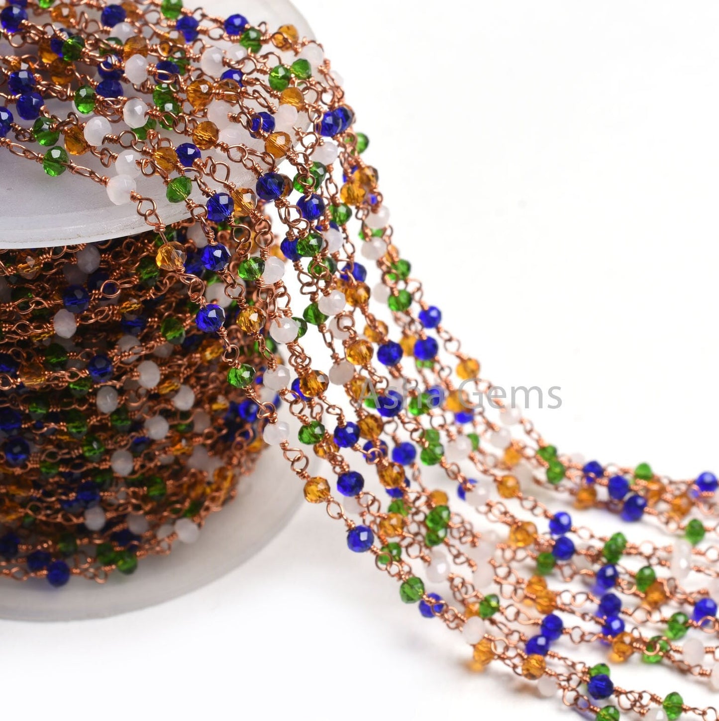 3,10,50Feet Multi Color Disco Hydro Faceted Beads Rosary Chain Rose Gold Plated Wire Wrap Copper Metal Chain Jewelry Making Craft Chain SALE
