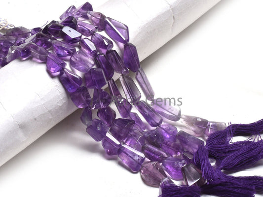 Natural African Amethyst Faceted Nugget Shape Beads,9" Strand Purple Amethyst Handmade Indian Cut Faceted Nugget Gemstone Bead Jewelry Craft (AG 22237)