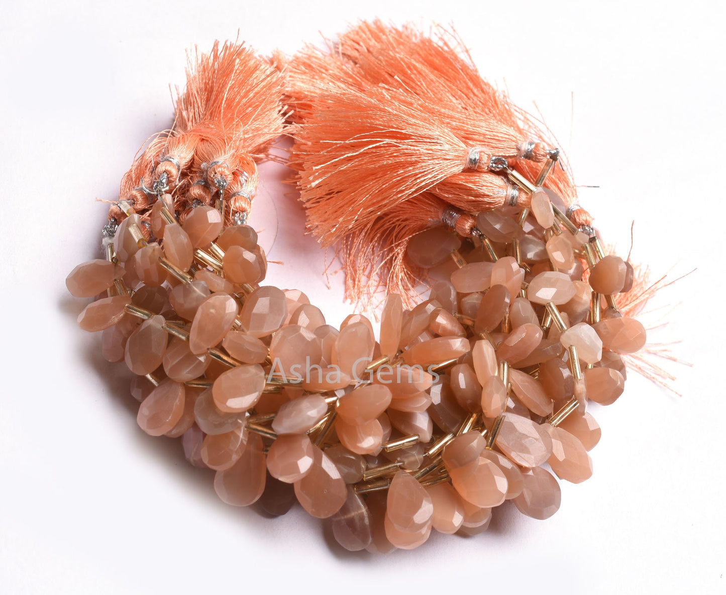 Natural Peach Moonstone Faceted Pears Shape Gemstone Beads, Fine Quality Moonstone Briolette Beads, Moonstone Teardrop Side Drill Beads SALE