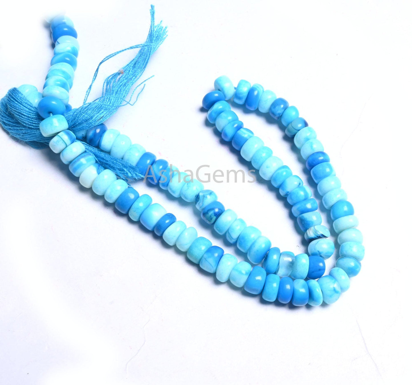 Beautiful Blue Opal Rondelle Shape Gemstone Beads, Shaded Turquoise Blue Opal Handmade Flat Rondelle Uneven Beads Jewelry Making Craft SALE
